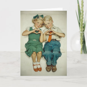 Süße Vintage-Kinderherzen Karte