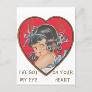 Süße vintage kleine Mädchen in Herz Valentinstag Postkarte