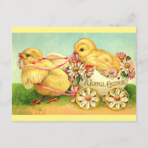 Süße Vintage-Küken Fröhliche Ostergrüße Postkarte