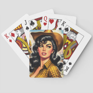 Süße Vintage-Land-Pin-up Spielkarten