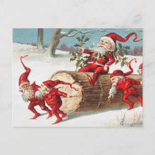 Süße vintage lustige Weihnachtsmann Weihnachtselfe Postkarte