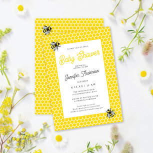 Süße Vintage-Mama-To-Bee-Gelbe Babyparty Einladung