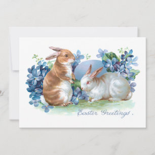 Süße Vintage-Osterhasen & Blaue Vergissmeinnicht Feiertagskarte