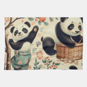 Süße vintage Panda nahtlose Malerei Geschirrtuch