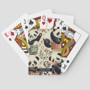 Süße vintage Panda nahtlose Malerei Spielkarten