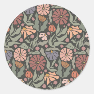 Süße Vintage Retro Blumen Klassischer Rund Sticker