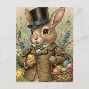 Süße Vintage Retro-Hasen-Ostern-Eier-Postkarte Postkarte