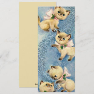 Süße Vintage Retro Katzen Kätzchen  Feiertagskarte