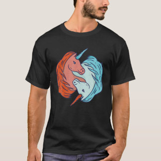 Süße Vintage Retro Yin Yang Einhörner Einhornliebh T-Shirt