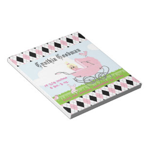 Süße Vintage-Rosa-Babymädchen-Kinderwagen Notizblock