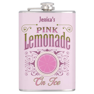 Süße Vintage-Rosa-Limonade auf Eis Flachmann