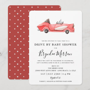Süße Vintage rote Rennwagen Drive By Baby Shower Einladung