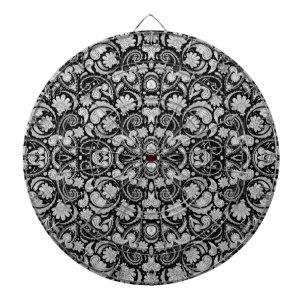Süße vintage schwarz-weiße Paisley-Muster Dartscheibe