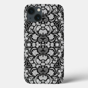 Süße vintage schwarze weiße Paisleymuster Case-Mate iPhone Hülle