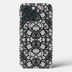 Süße vintage schwarze weiße Paisleymuster Case-Mate iPhone Hülle
