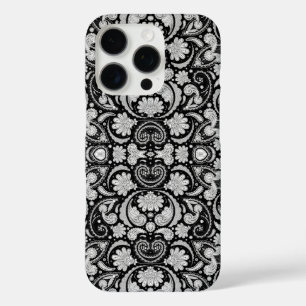 Süße vintage schwarze weiße Paisleymuster iPhone 16 Pro Hülle