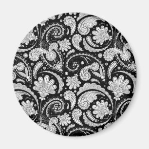 Süße vintage schwarze weiße Paisleymuster Magnet
