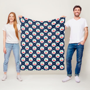 Süße Vintage-Sommer-Kirschen auf Navyblau Fleecedecke
