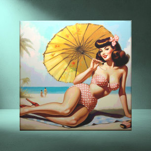 Süße Vintage-Sommer-Pin-Up Fliese