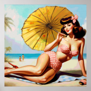 Süße Vintage-Sommer-Pin-Up Poster