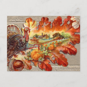 Süße Vintage Truthahn Herbst Thanksgiving Postkarte