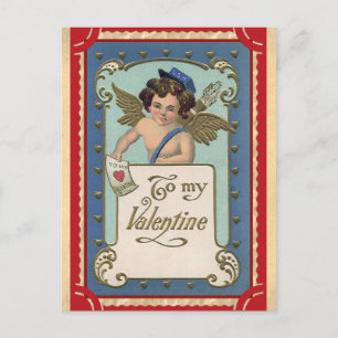 Süße Vintage-Valentinstag-Engel-Cherub-Brief Postkarte