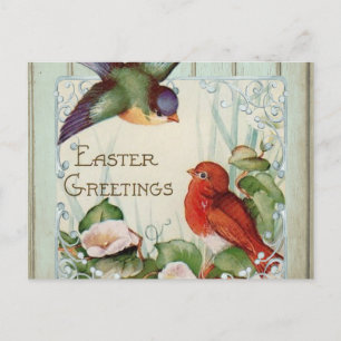 Süße Vintage-Vögel Ostergrüße Postkarte