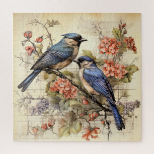 Süße Vintage-Vogelliebhaber Puzzle