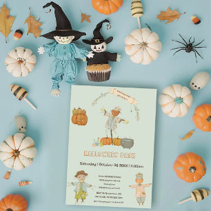 Süße Vintage-Vogelscheuche Halloween-Party Einladung