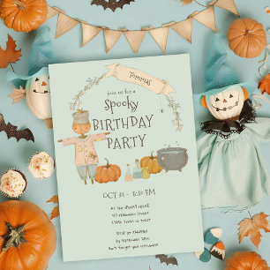 Süße Vintage-Vogelscheuche Halloween-Party Geburts Einladung