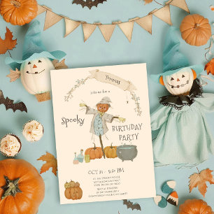 Süße Vintage-Vogelscheuche-Halloween-Party-Geburts Einladung