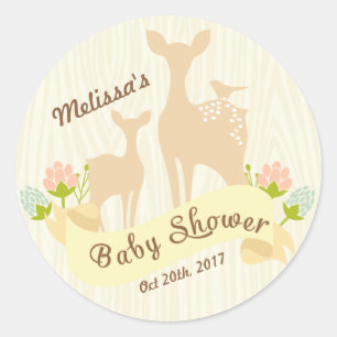 Süße vintage Wald personalisierte Babyparty Runder Aufkleber