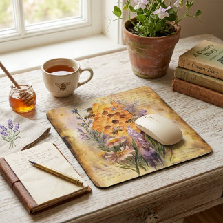 Süße Vintage-Wasserfarbe Honigbiene Honigwabe Mousepad
