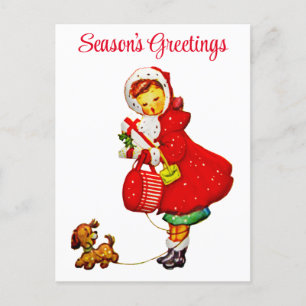 Süße Vintage-Weihnachtsgrüße Postkarte