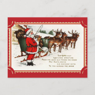 Süße Vintage-Weihnachtsgrüße von Santa Claus für F Postkarte