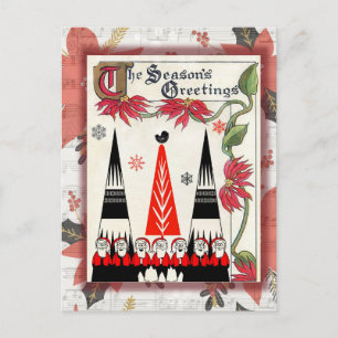 Süße Vintage-Weihnachtsgrüße von Santa Postkarte