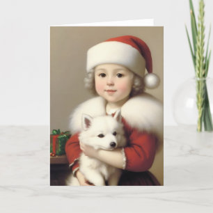 Süße Vintage-Weihnachtsmann-Girl mit Amerikanische Dankeskarte