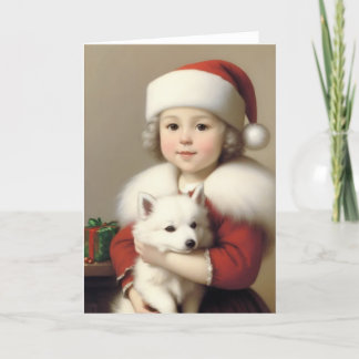 Süße Vintage-Weihnachtsmann-Girl mit Amerikanische Dankeskarte