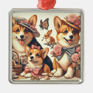 Süße Vintage-Welsh-Corgi-Strickjacke Ornament Aus Metall