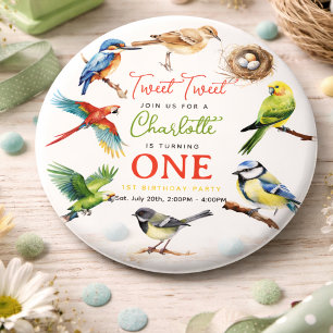Süße Vogel 1. Geburtstagsfeier Button