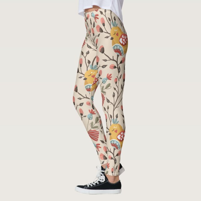 Süße Vögel Boho Muster Leggings (Links)