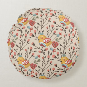Süße Vögel Boho Muster Rundes Kissen