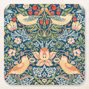 Süße Vögel, Erdbeer-Dieb Vintage-Kunst Rechteckiger Pappuntersetzer