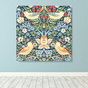 Süße Vögel, Erdbeerdieb Vintage-Kunst Leinwanddruck
