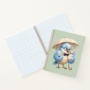 Süße Vogel-Familie Spiralblock Notizbuch