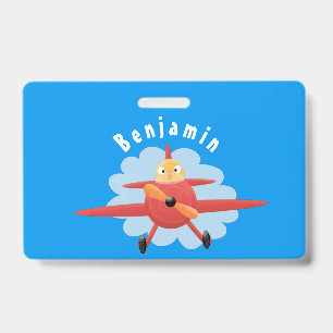 Süße Vogel fliegt rotes Flugzeug Cartoon-Illustrat Ausweis