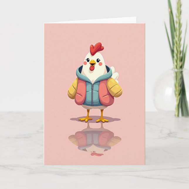 Süße Vögel in Jacke Art Karte (Vorderseite)