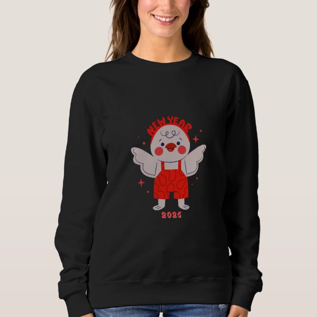 Süße Vogel Neujahrsillustration Sweatshirt (Vorderseite)