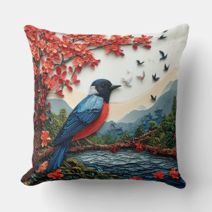 Süße Vogel-Papierkunst - Geschenkidee für gemütlic Kissen