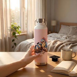 Süße Vogel-Rosa-Edelstahl-Wasserflasche Trinkflasche